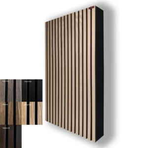 Acoustic Panel with Wooden Slatted Front 100x60x8–13cm