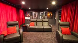 Acoustic curtains in cinema room