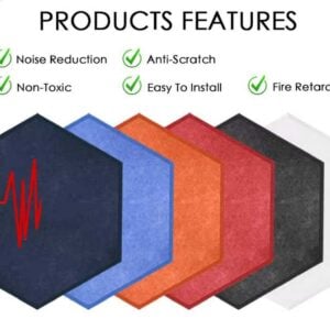 Bilnora Extra Dense Felt Hexagonal acoustic sound panels 50x50x0,9cm