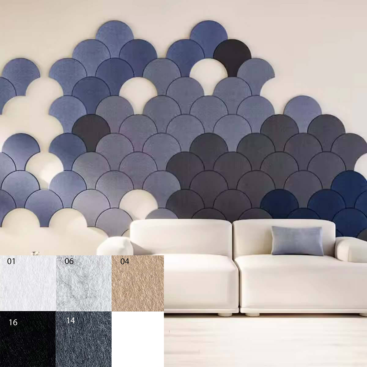 Bilnora Extra Dense Felt Semicircular acoustic sound panels 30x30x0,9cm