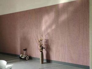 Dense acoustic sound panels in brown colour