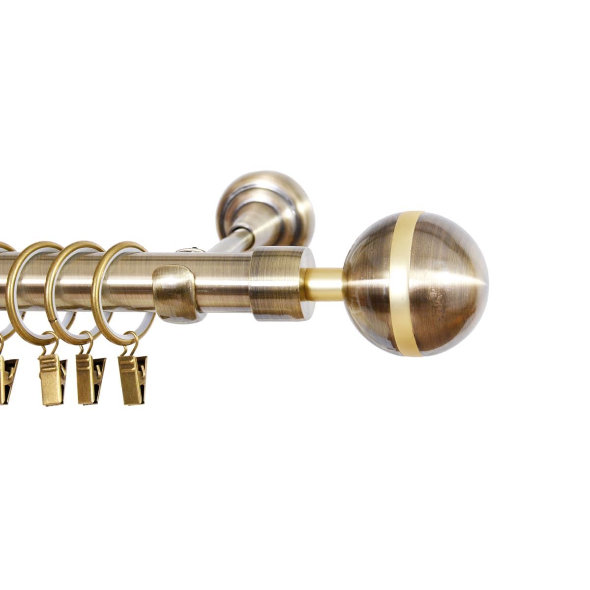 Genova 1-Rail Exclusive Curtain Rod Set in Antique Gold – Available in Multiple Sizes