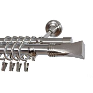 Genova 2-rail exclusive curtain rod set in nickel matte finish – available in multiple sizes.