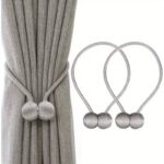 silver magnetic curtain tieback with decorative rope and strong magnetic ends