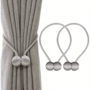 silver magnetic curtain tieback with decorative rope and strong magnetic ends