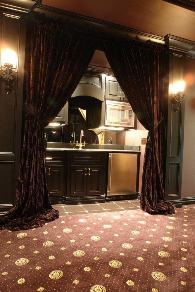 Curtain in cinema rooms,ask for custom sized curtains.