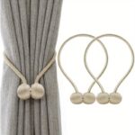 beige magnetic curtain tieback for elegant curtain styling