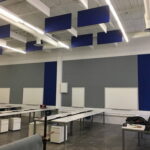 ceiling panels-blue in a hall