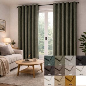 meva Noise Reduction Curtains main image with colors This image is an illustration
