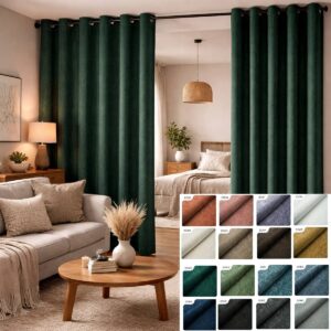 miu room divider curtain separates the two spaces This image is an illustration - main