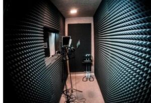 sound absorbing acoustic sponge in black in a studio
