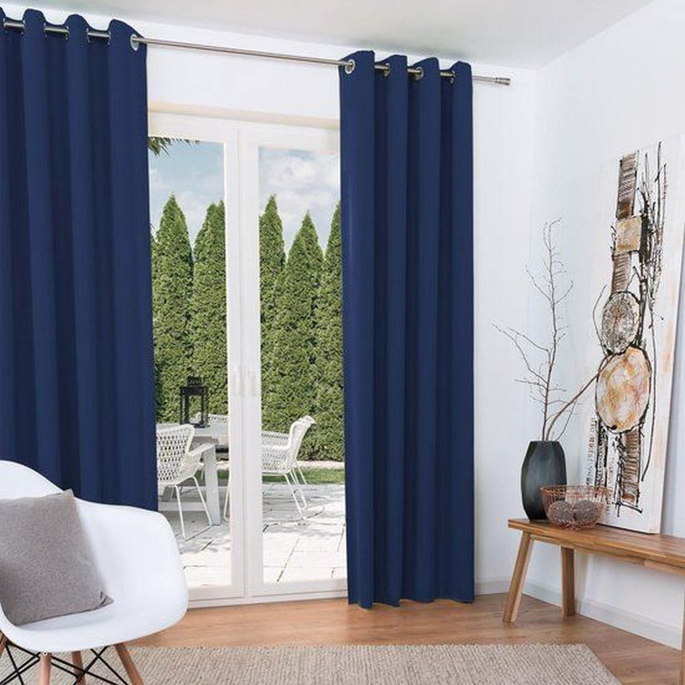 soundproofing curtains in blue